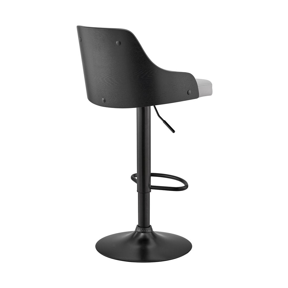 Gray And Black Fabric And Iron Adjustable Height Swivel Bar Chair HomeRoots