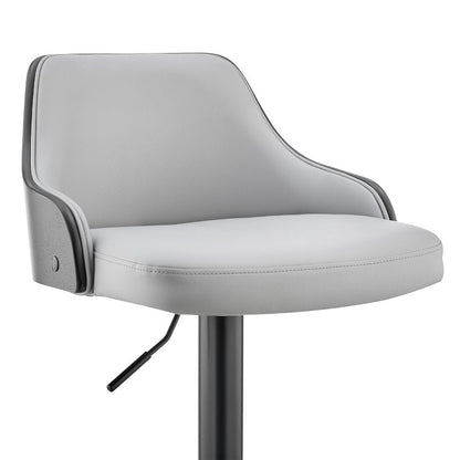 Gray And Black Fabric And Iron Adjustable Height Swivel Bar Chair HomeRoots