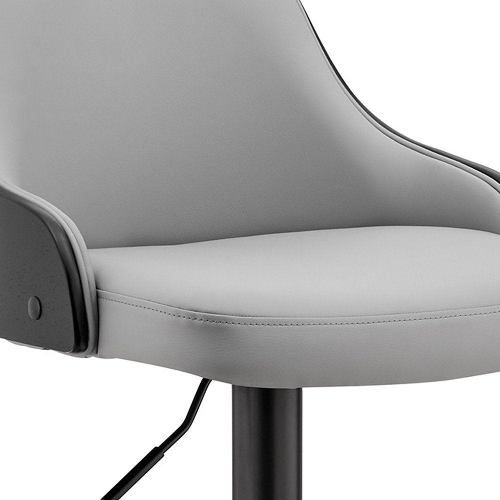 Gray And Black Fabric And Iron Adjustable Height Swivel Bar Chair HomeRoots