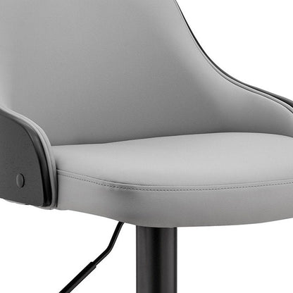 Gray And Black Fabric And Iron Adjustable Height Swivel Bar Chair HomeRoots