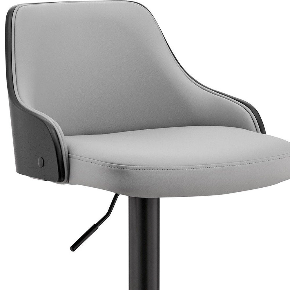 Gray And Black Fabric And Iron Adjustable Height Swivel Bar Chair HomeRoots