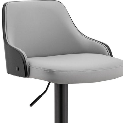 Gray And Black Fabric And Iron Adjustable Height Swivel Bar Chair HomeRoots