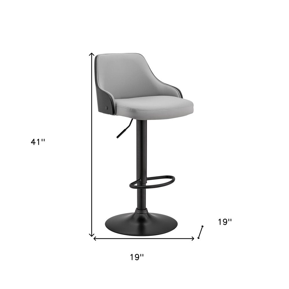 Gray And Black Fabric And Iron Adjustable Height Swivel Bar Chair HomeRoots