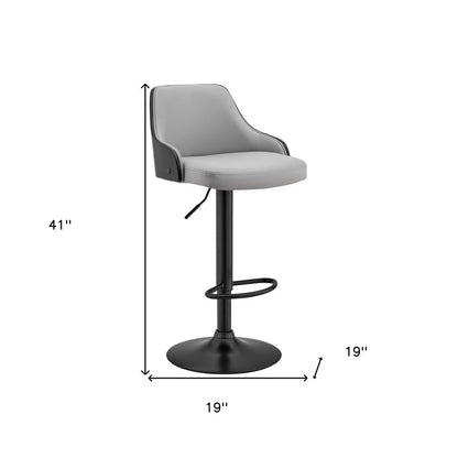 Gray And Black Fabric And Iron Adjustable Height Swivel Bar Chair HomeRoots