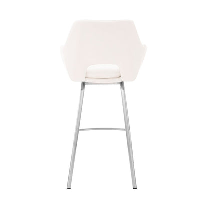 30" White And Silver Iron Swivel Low Back Bar Height Bar Chair HomeRoots