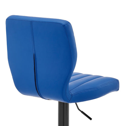 Blue And Black Fabric And Iron Adjustable Height Swivel Bar Chair HomeRoots