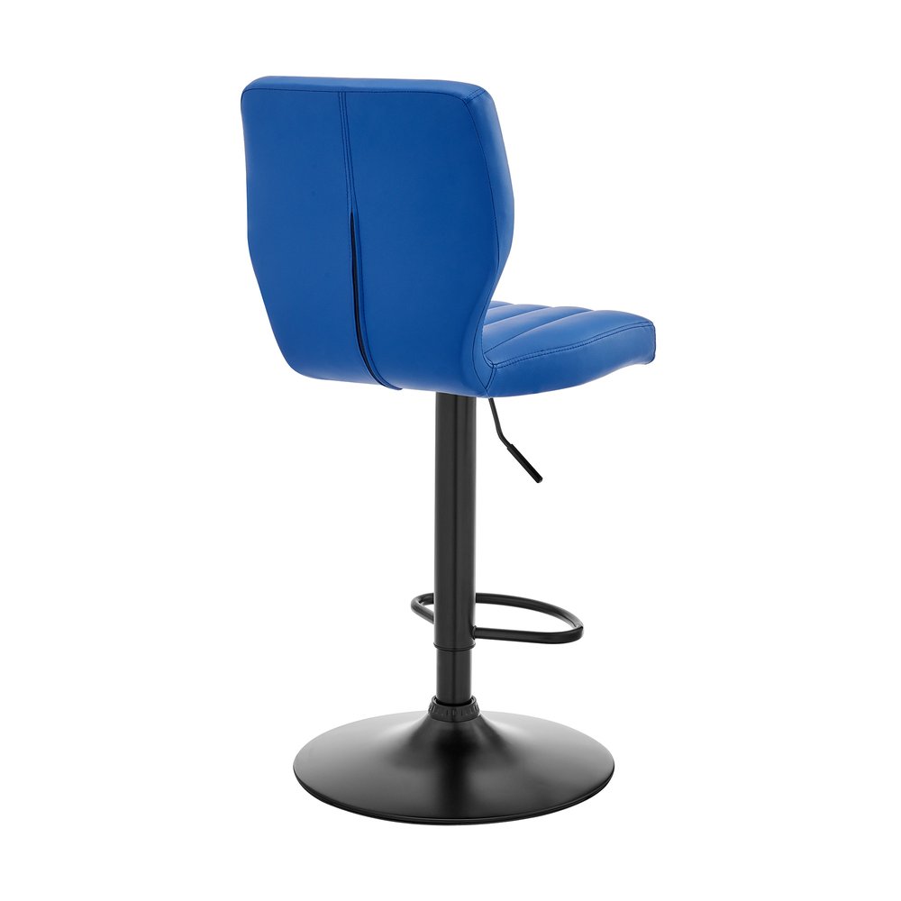 Blue And Black Fabric And Iron Adjustable Height Swivel Bar Chair HomeRoots