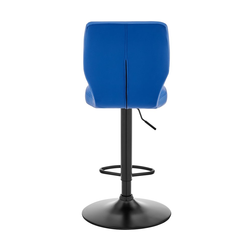 Blue And Black Fabric And Iron Adjustable Height Swivel Bar Chair HomeRoots