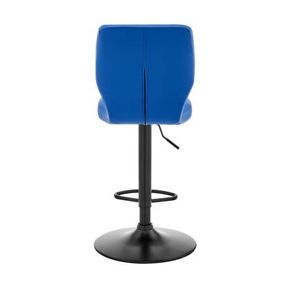 Blue And Black Fabric And Iron Adjustable Height Swivel Bar Chair HomeRoots