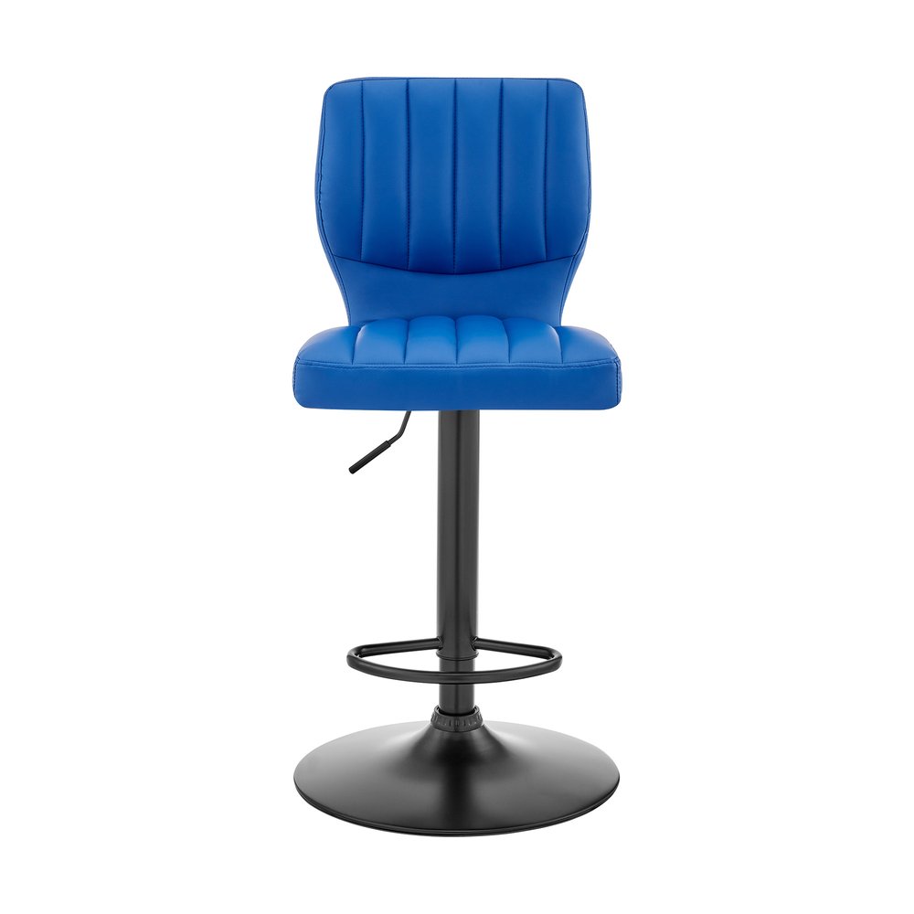 Blue And Black Fabric And Iron Adjustable Height Swivel Bar Chair HomeRoots