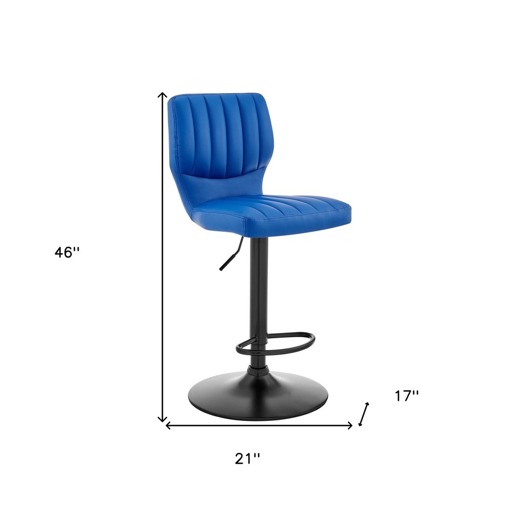 Blue And Black Fabric And Iron Adjustable Height Swivel Bar Chair HomeRoots