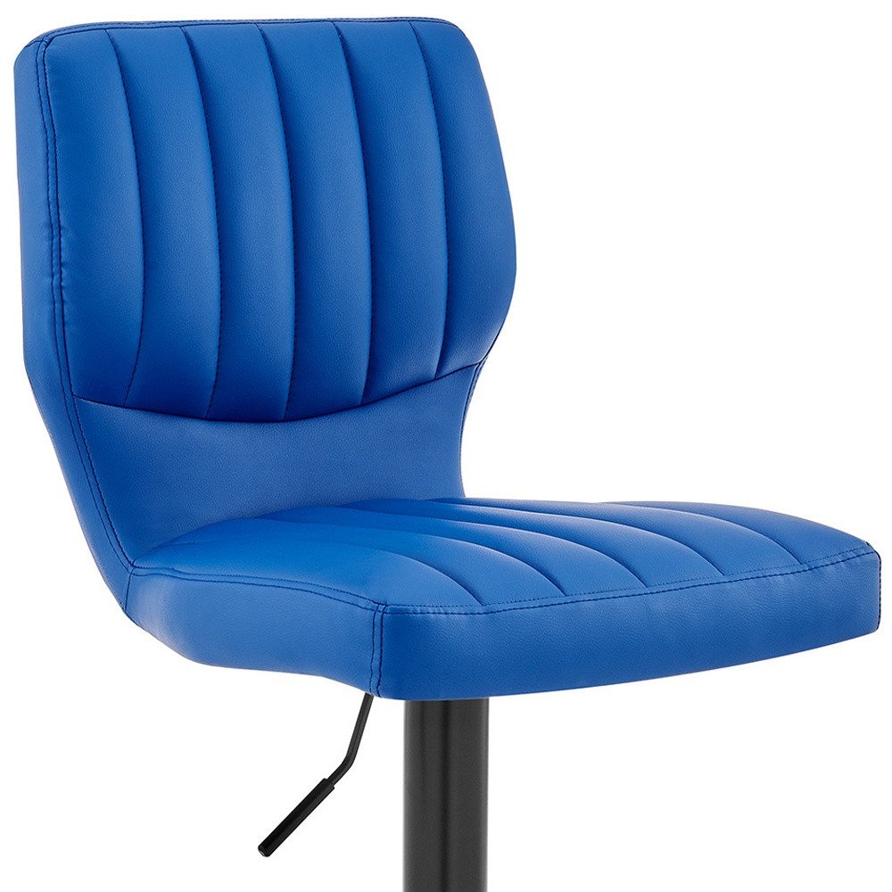 Blue And Black Fabric And Iron Adjustable Height Swivel Bar Chair HomeRoots