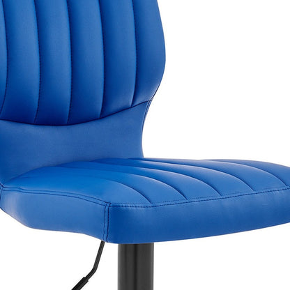 Blue And Black Fabric And Iron Adjustable Height Swivel Bar Chair HomeRoots