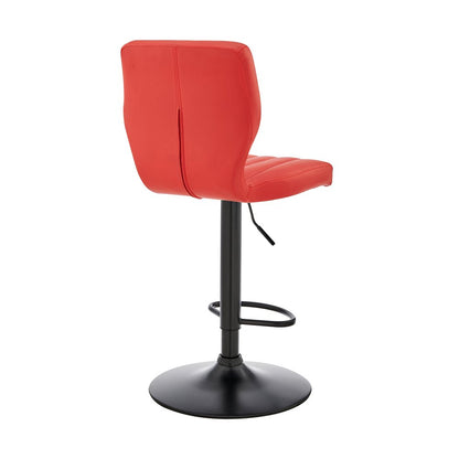 Red And Black Fabric And Faux Leather And Iron Adjustable Height Swivel Bar Chair HomeRoots