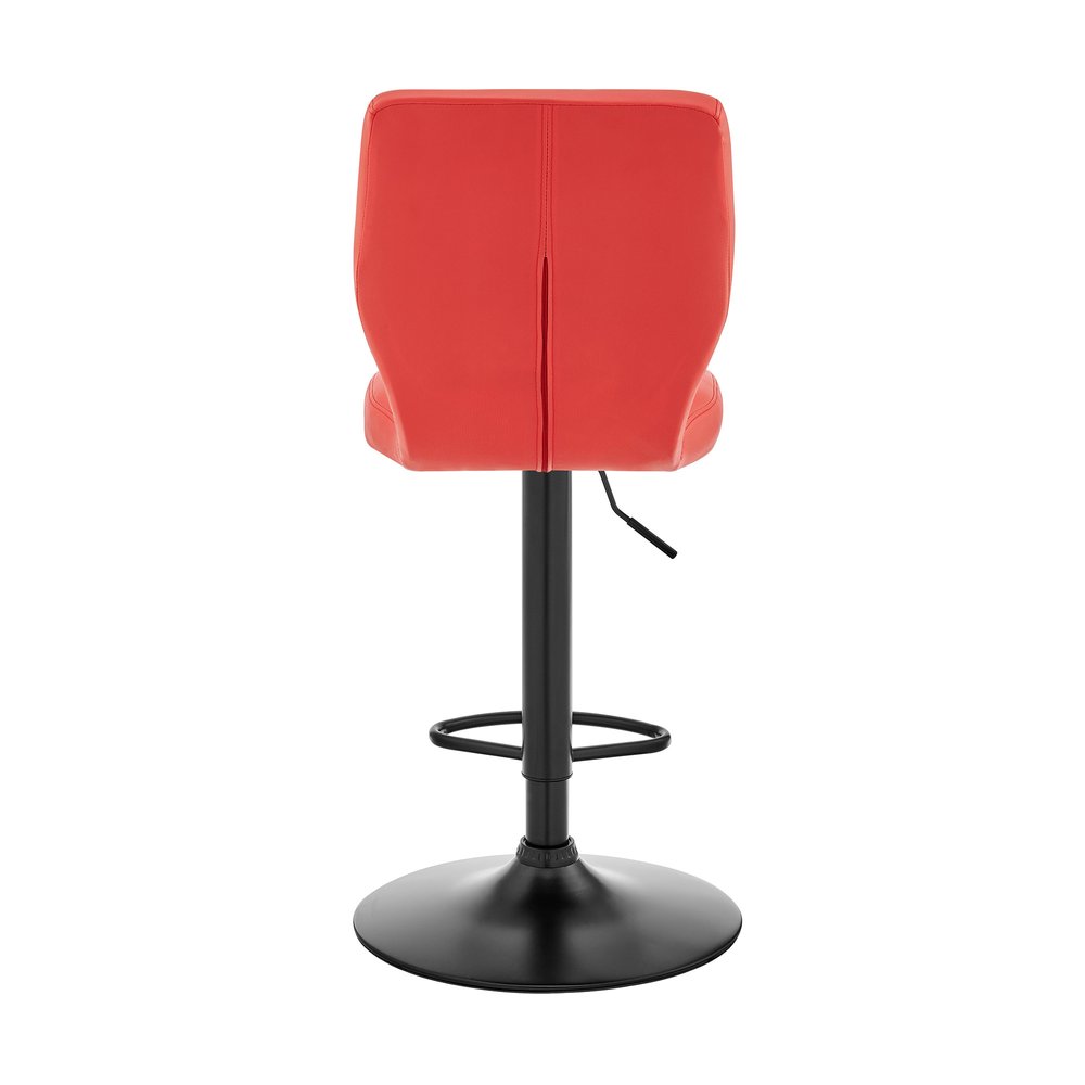 Red And Black Fabric And Faux Leather And Iron Adjustable Height Swivel Bar Chair HomeRoots