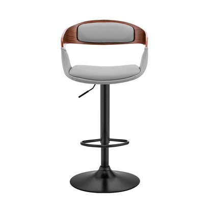Gray And Black Fabric And Iron Low Back Adjustable Height Swivel Bar Chair HomeRoots