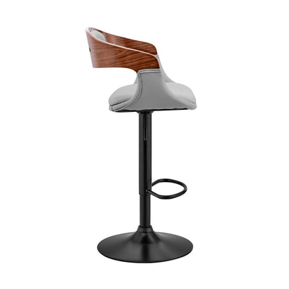 Gray And Black Fabric And Iron Low Back Adjustable Height Swivel Bar Chair HomeRoots