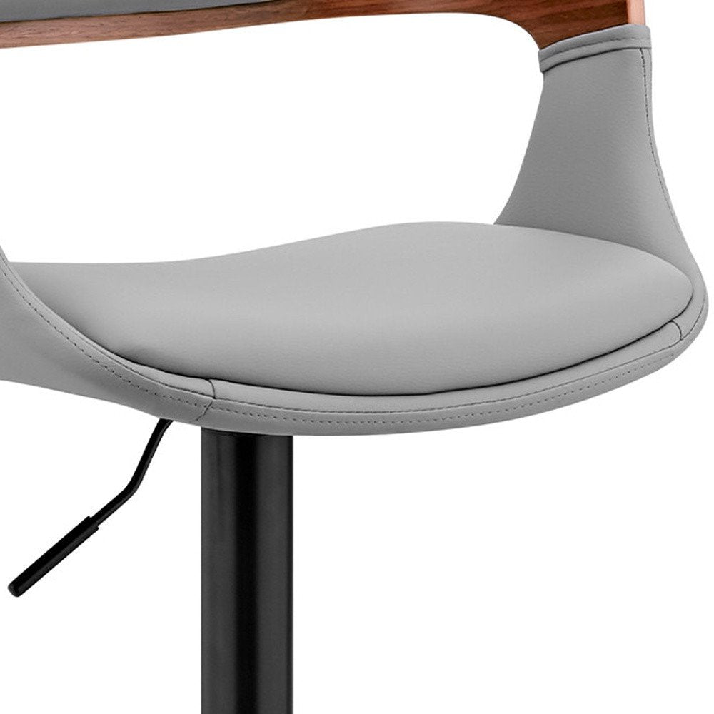 Gray And Black Fabric And Iron Low Back Adjustable Height Swivel Bar Chair HomeRoots