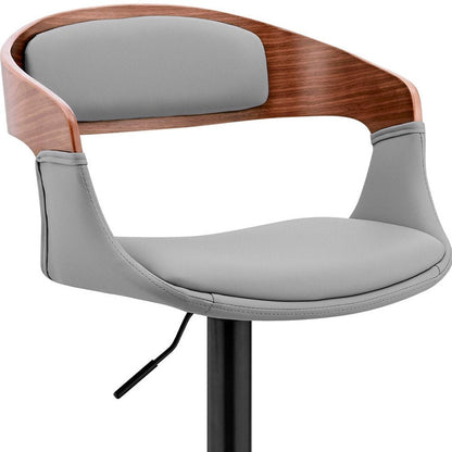 Gray And Black Fabric And Iron Low Back Adjustable Height Swivel Bar Chair HomeRoots