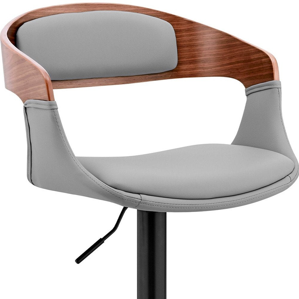 Gray And Black Fabric And Iron Low Back Adjustable Height Swivel Bar Chair HomeRoots