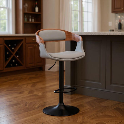 Gray And Black Fabric And Iron Low Back Adjustable Height Swivel Bar Chair HomeRoots