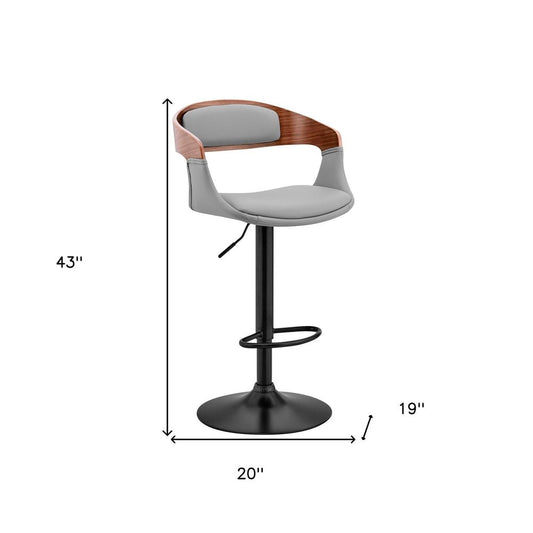 Gray And Black Fabric And Iron Low Back Adjustable Height Swivel Bar Chair HomeRoots