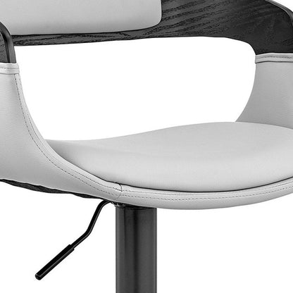 Gray And Black Fabric And Faux Leather And Iron Low Back Adjustable Height Swivel Bar Chair HomeRoots