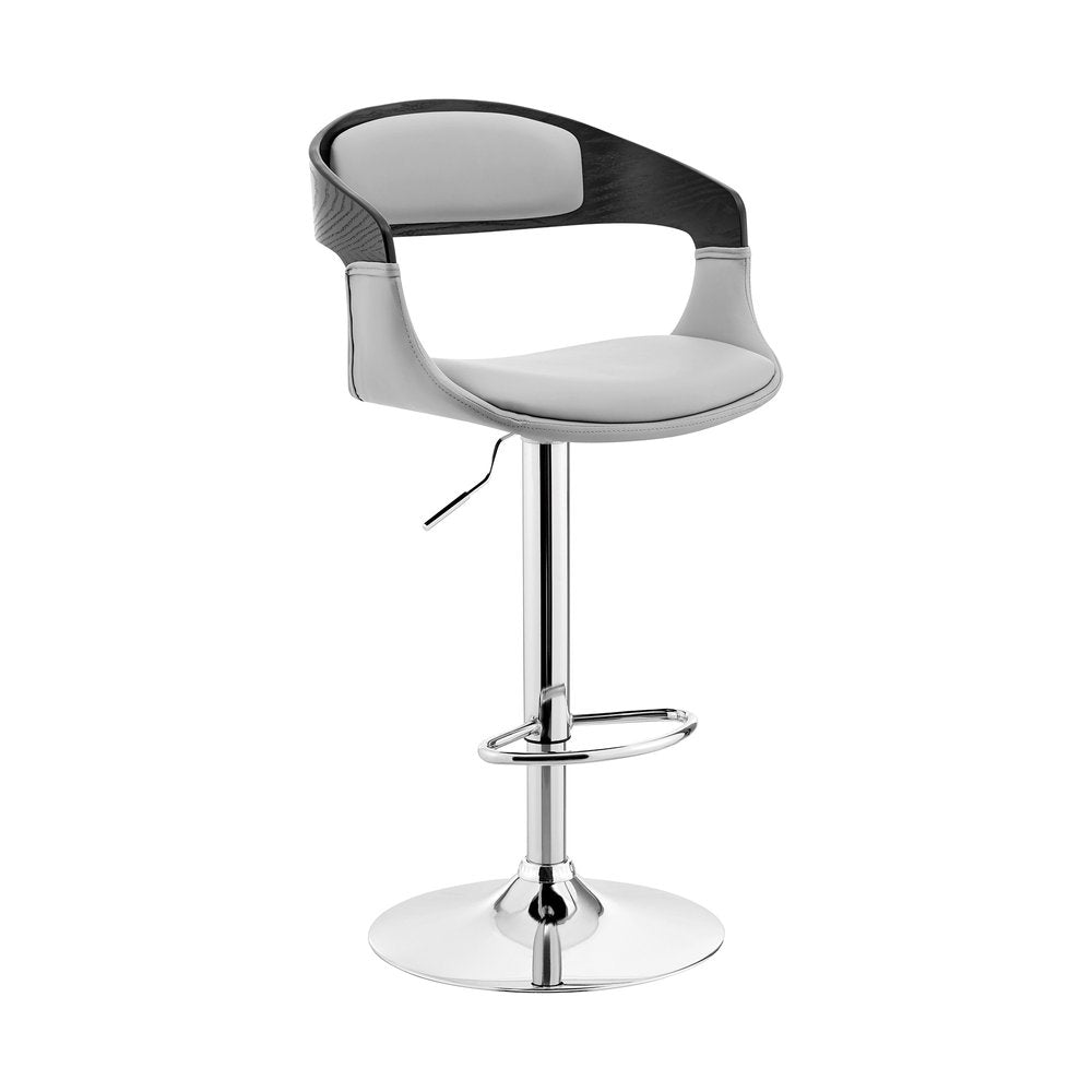 24" Gray And Silver Iron Swivel Low Back Adjustable Height Bar Chair HomeRoots