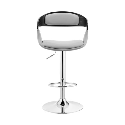 24" Gray And Silver Iron Swivel Low Back Adjustable Height Bar Chair HomeRoots