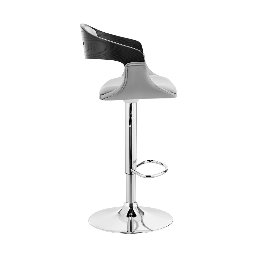 24" Gray And Silver Iron Swivel Low Back Adjustable Height Bar Chair HomeRoots