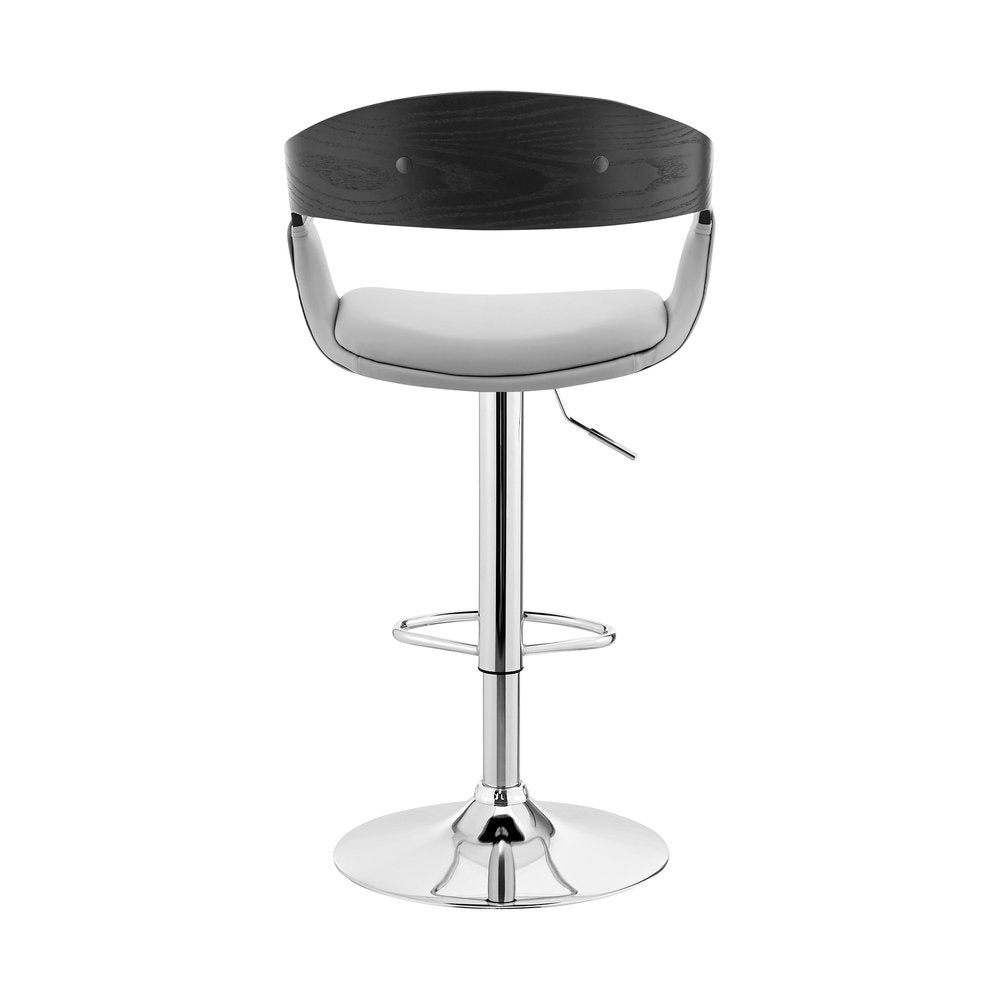 Gray And Silver Fabric And Iron Low Back Adjustable Height Swivel Bar Chair HomeRoots