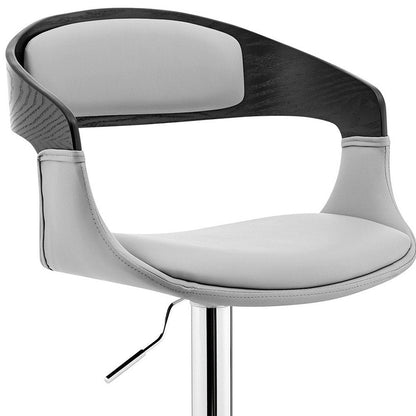 24" Gray And Silver Iron Swivel Low Back Adjustable Height Bar Chair HomeRoots