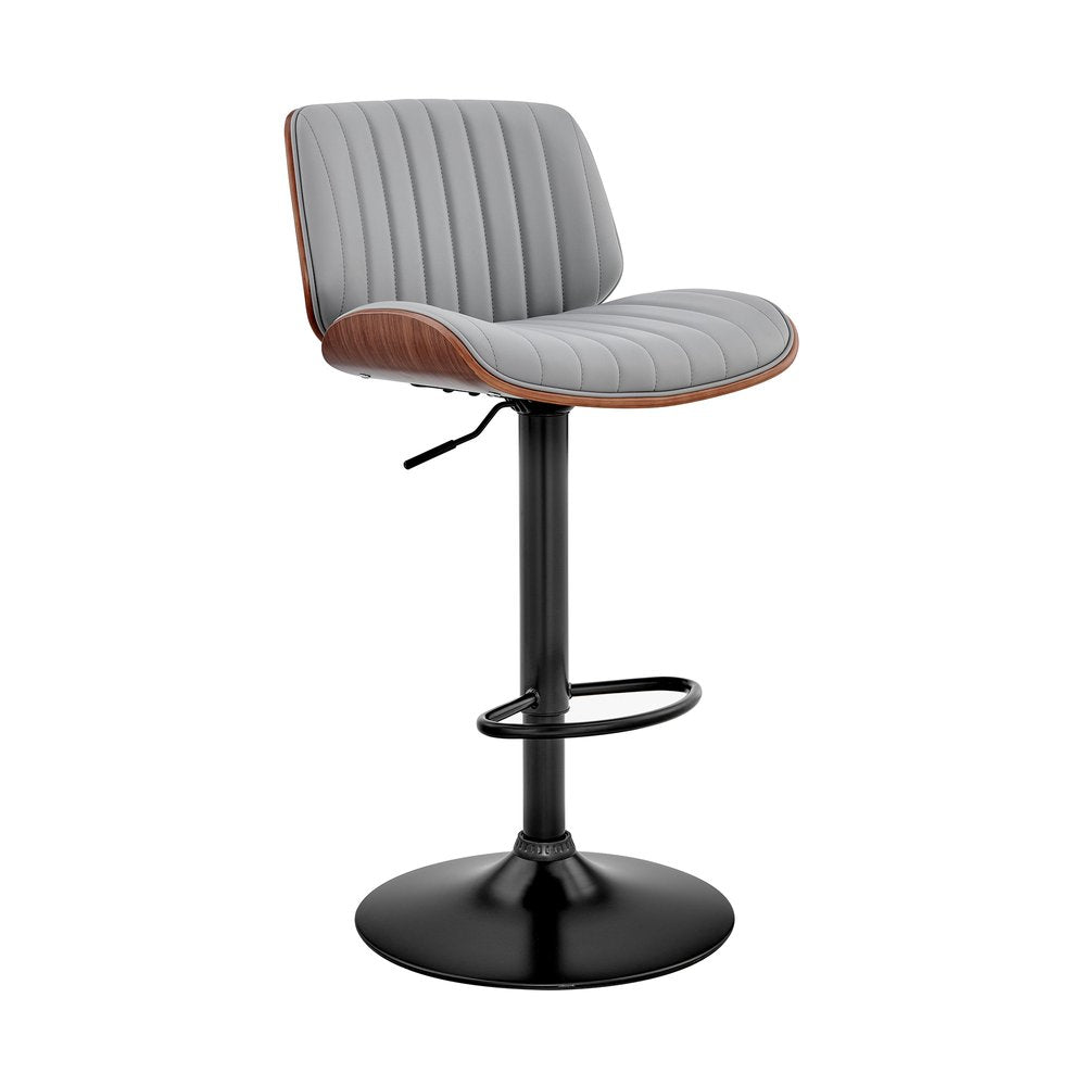 Gray And Black Fabric And Iron Adjustable Height Swivel Bar Chair HomeRoots