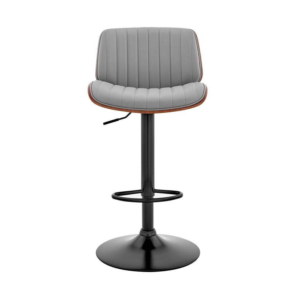 Gray And Black Fabric And Iron Adjustable Height Swivel Bar Chair HomeRoots