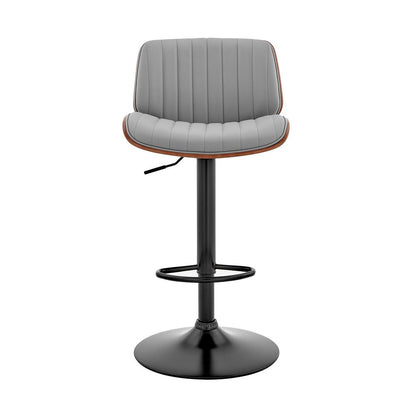Gray And Black Fabric And Iron Adjustable Height Swivel Bar Chair HomeRoots