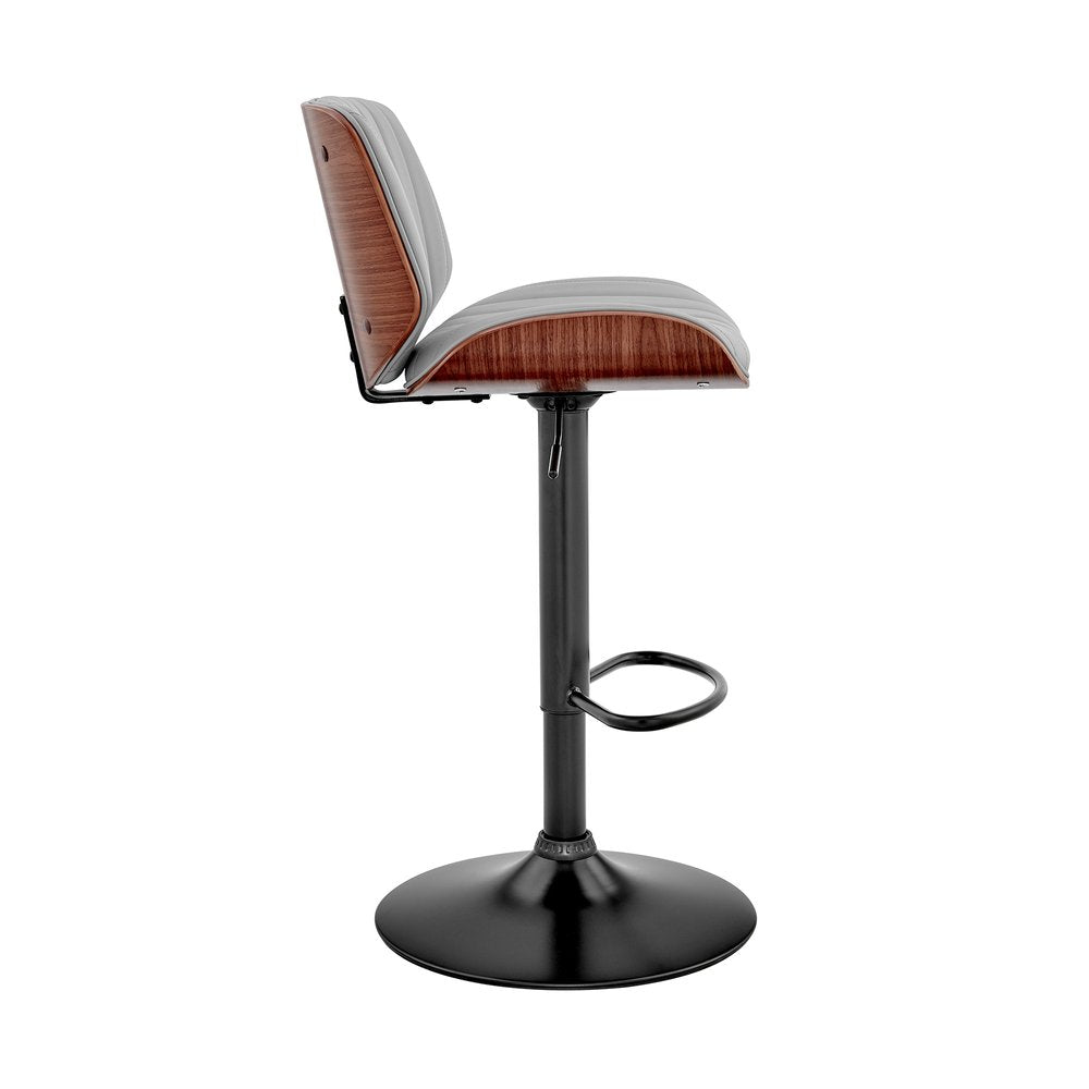 Gray And Black Fabric And Iron Adjustable Height Swivel Bar Chair HomeRoots