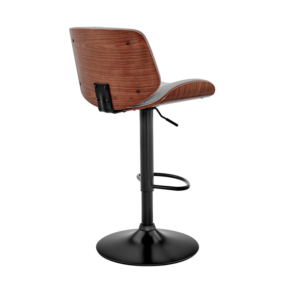 Gray And Black Fabric And Iron Adjustable Height Swivel Bar Chair HomeRoots