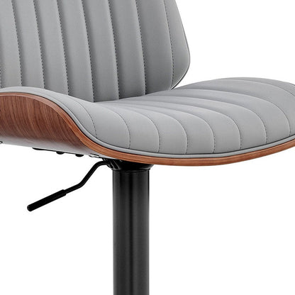 Gray And Black Fabric And Iron Adjustable Height Swivel Bar Chair HomeRoots