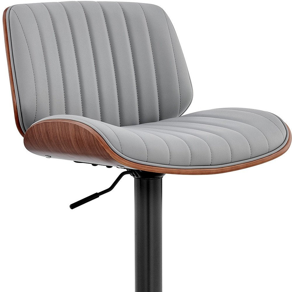 Gray And Black Fabric And Iron Adjustable Height Swivel Bar Chair HomeRoots