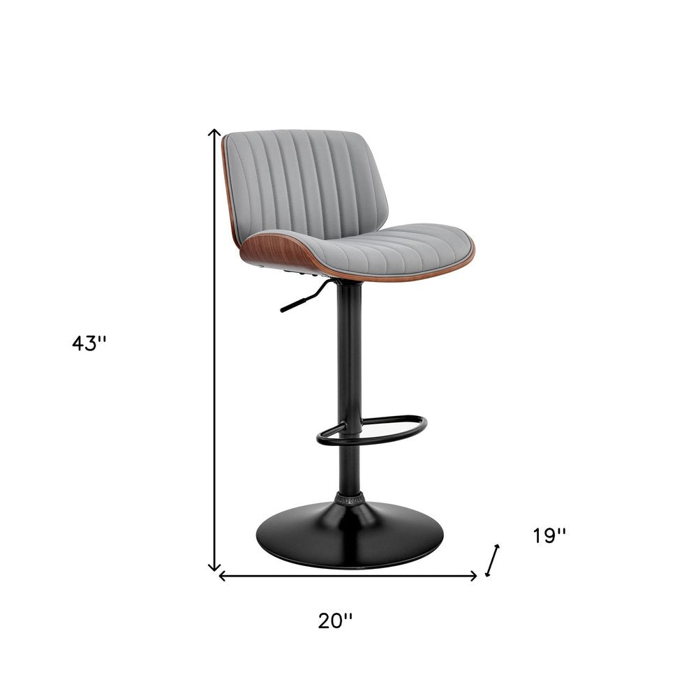 Gray And Black Fabric And Iron Adjustable Height Swivel Bar Chair HomeRoots