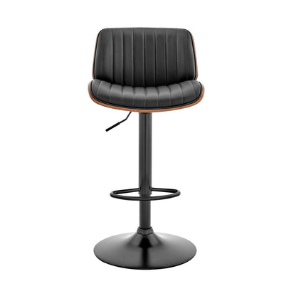 Brown Dark Gray And Black Faux Leather And Iron Adjustable Height Swivel Bar Chair HomeRoots