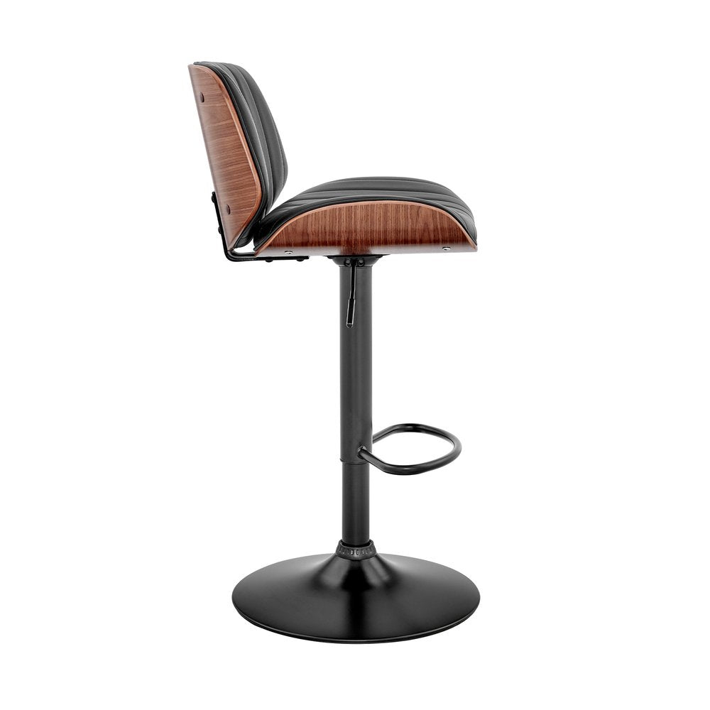 Brown Dark Gray And Black Faux Leather And Iron Adjustable Height Swivel Bar Chair HomeRoots