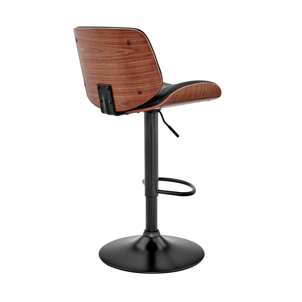 Brown Dark Gray And Black Faux Leather And Iron Adjustable Height Swivel Bar Chair HomeRoots