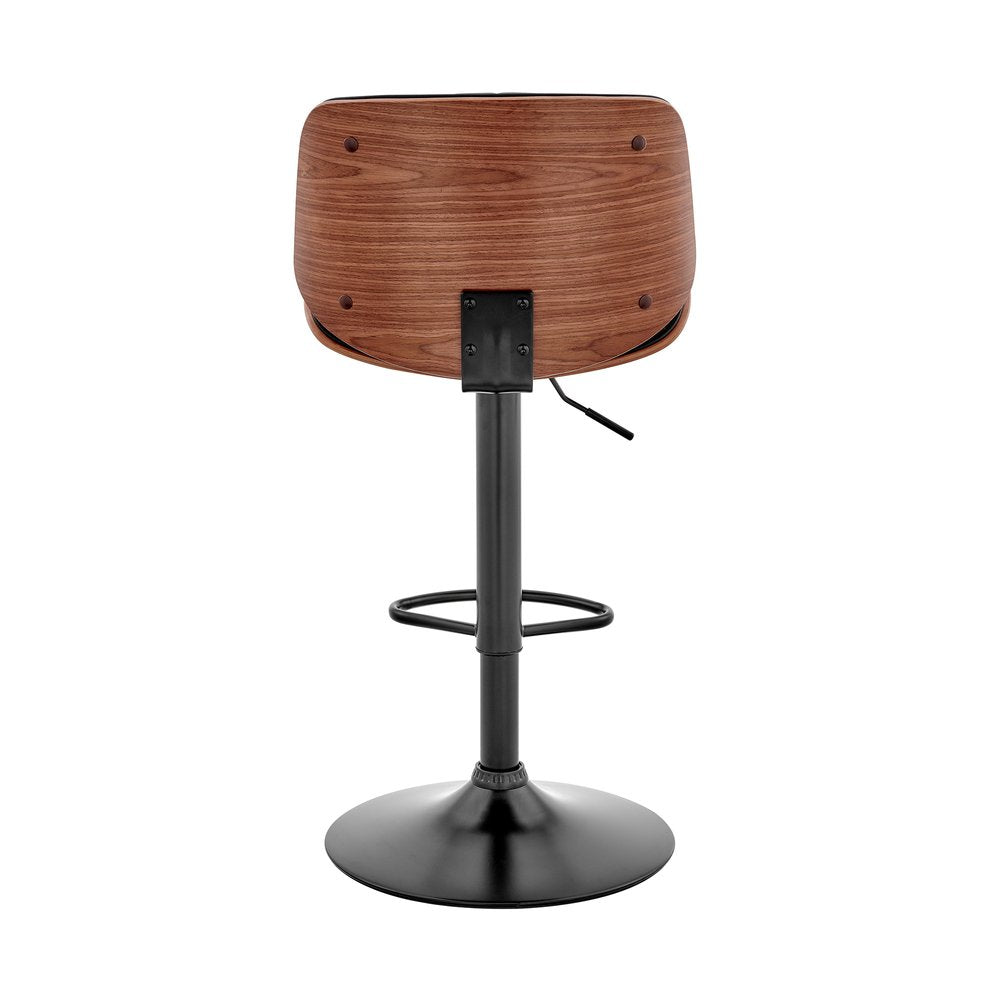Brown Dark Gray And Black Faux Leather And Iron Adjustable Height Swivel Bar Chair HomeRoots