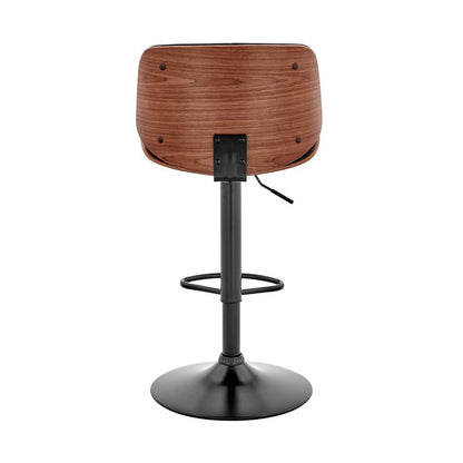 Brown Dark Gray And Black Faux Leather And Iron Adjustable Height Swivel Bar Chair HomeRoots