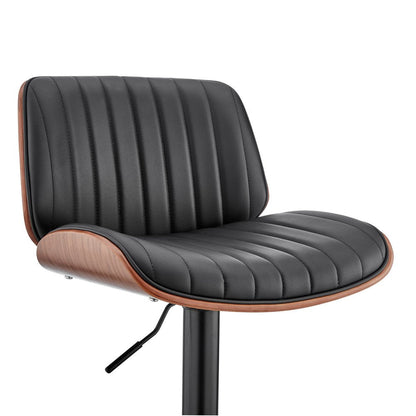 Brown Dark Gray And Black Faux Leather And Iron Adjustable Height Swivel Bar Chair HomeRoots