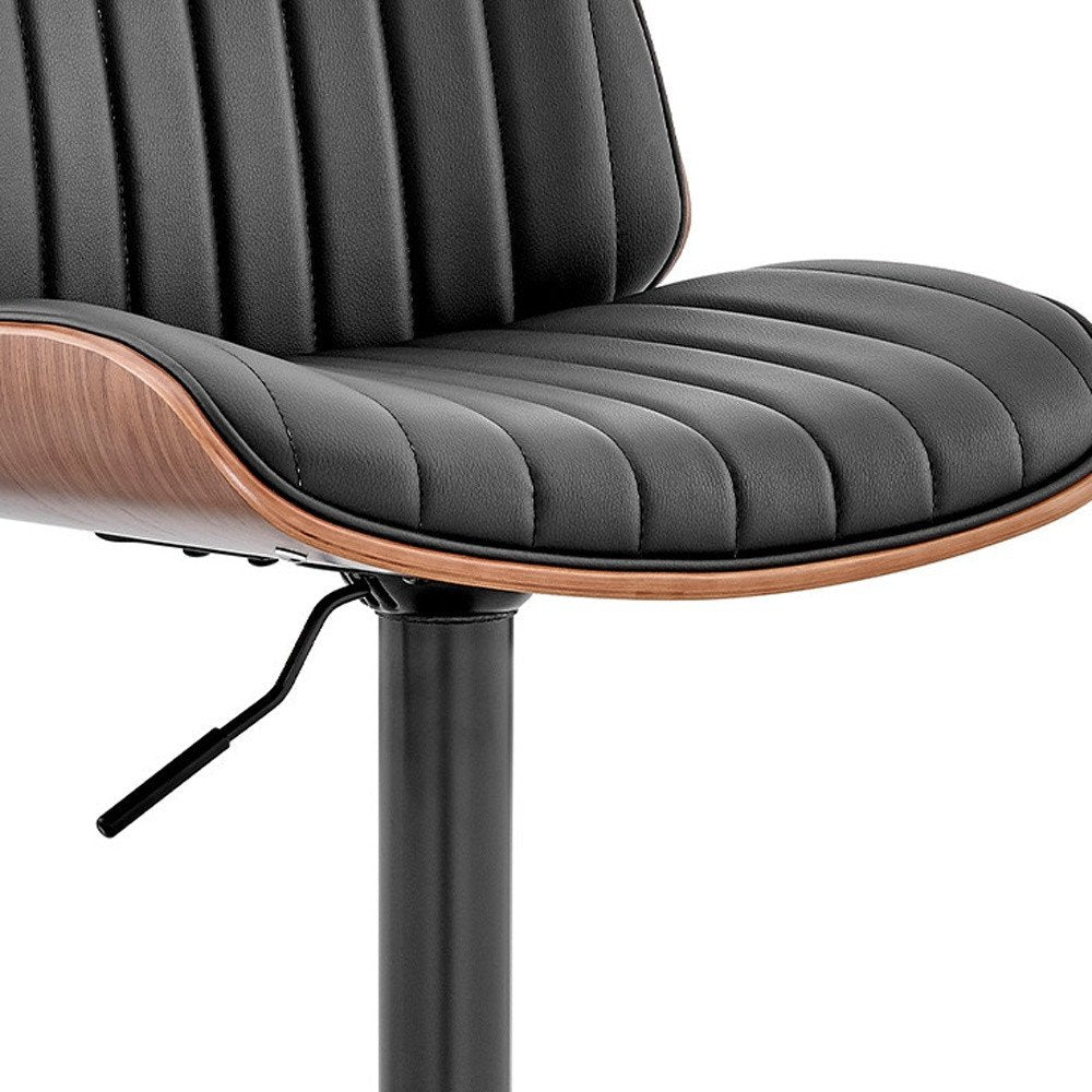 Brown Dark Gray And Black Faux Leather And Iron Adjustable Height Swivel Bar Chair HomeRoots