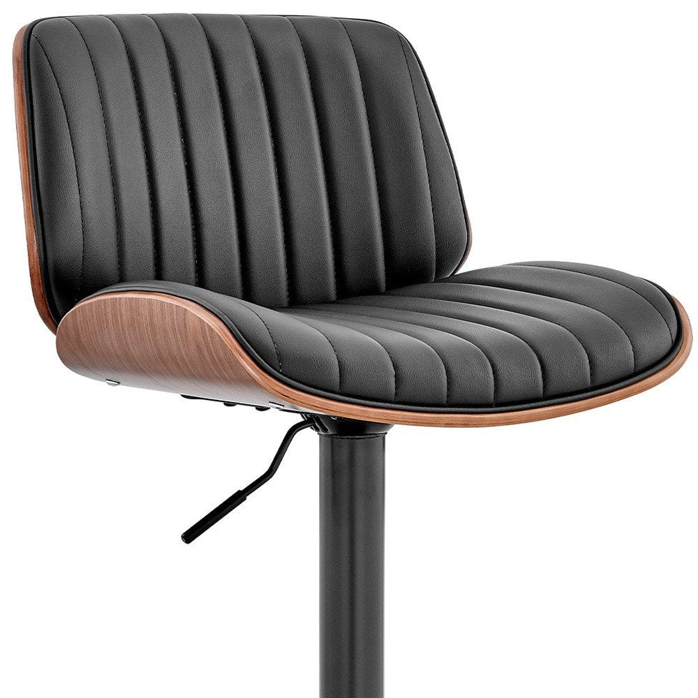 Brown Dark Gray And Black Faux Leather And Iron Adjustable Height Swivel Bar Chair HomeRoots
