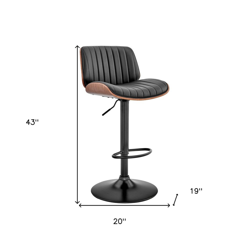 Brown Dark Gray And Black Faux Leather And Iron Adjustable Height Swivel Bar Chair HomeRoots