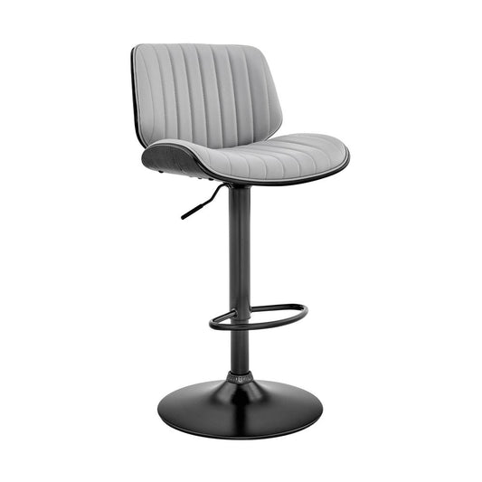Gray And Black Fabric And Iron Adjustable Height Swivel Bar Chair HomeRoots